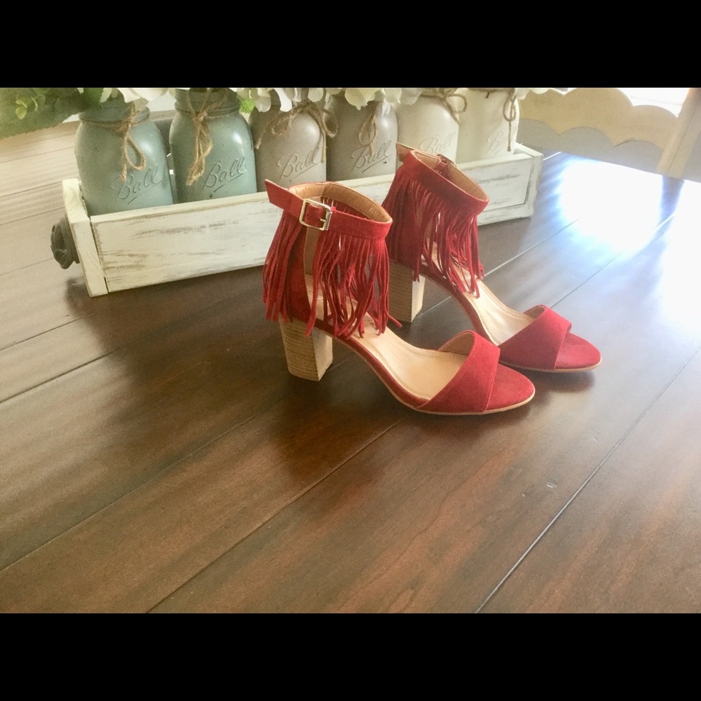 Red Fringed Sandals